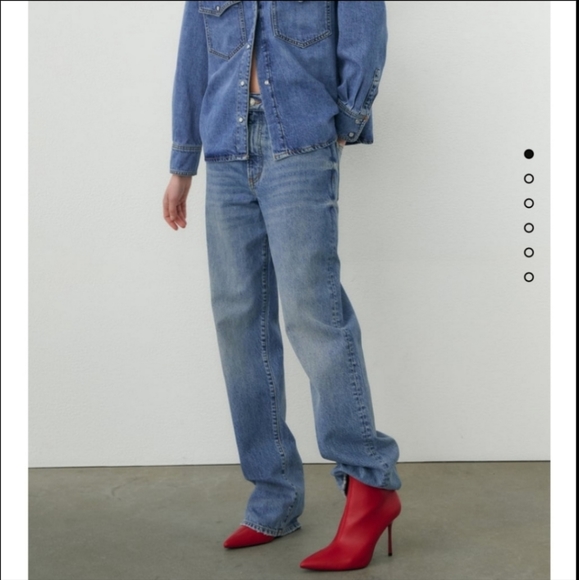 Zara Pointed Toe Heeled Ankle Boots Red - Picture 6 of 13